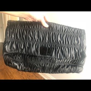 Authentic Prada black Napa ruched clutch